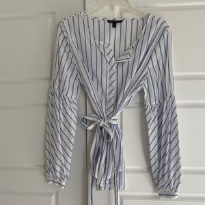 Banana Republic Striped Blue and White Women's Top